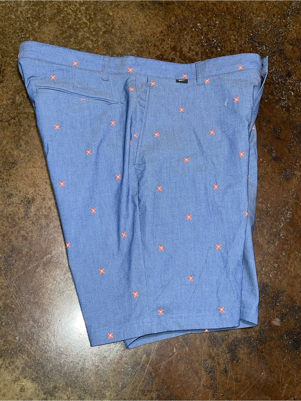 Nike Blue Swim Board Shorts with Coral Embroidery